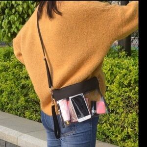 Black Smartphone crossbody bag with Transparent Window and Belt Clip